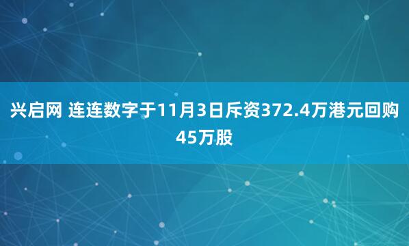 兴启网 连连数字于11月3日斥资372.4万港元回购45万股